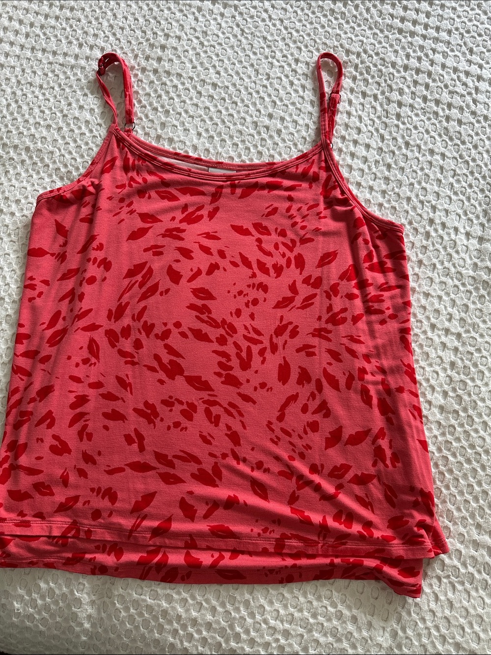 CAbi Coral Red Printed Spaghetti Strap Camisole